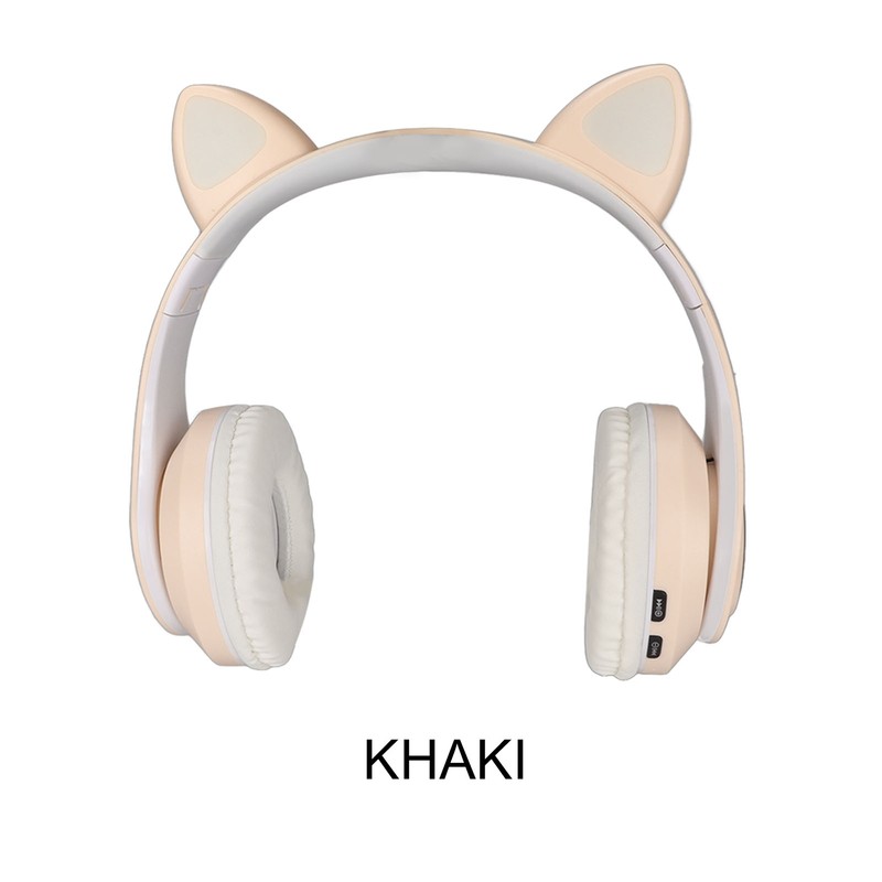 Glowing Cat Ears Bluetooth Headphone Bass Foldable Wireless Headwear Breathing