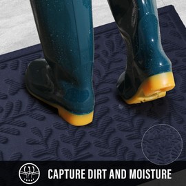 Front Door Mat, Absorbent Dirt Trapping Welcome Door Mat Indoor Outdoor, Non Slip Entry Mat, Indoor Outdoor Door Mats, Fade Resistant, Low Profile Doormat for Entryway, 36×24, Blue