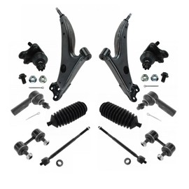 TRQ Front Steering & Suspension Kit Ball Joint Control Arm Steering Rack & Pinion Bellow Sway Bar Stabilizer Link Tie Rod Compatible with 1993-1995 Toyota Corolla