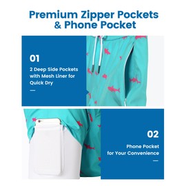 maamgic Swim Trunks Men 2 in 1 Mens Bathing Suit 7 Inch Quick Dry Mens Swimming Trunks with Zipper Pockets