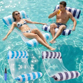 Float, Water Hammock, Float Bed, For Adults, 51.2 x 27.6 inches (130 x 70 cm), With Backrest, Bottom Mesh Material, Strong Buoyancy, Folding, For Water Play, Sea Bathing, Summer, Pool Parties (Duck