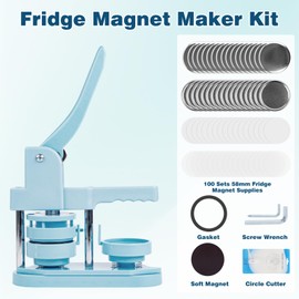 MK.Bear Fridge Magnet Button Maker Machine, 58mm/2.25in Pin Maker Machine for Refrigerator Magnet, DIY Installation-Free Button Press Machine with 100 Pcs Fridge Magnet Button Maker Supplies