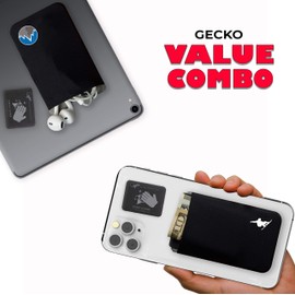 Phone Wallet- Adhesive Card Holder - Cell Phone Pouch - Stick on Spandex Pocket by Gecko - Carry Credit Cards and Cash (COMBO - WINTER)