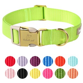 Babole Nylon Dog Collars Green for Small Puppy Dog,13 Colors,Adjustable Soft Comfortable Pet Collars with Safety Metal Buckle for Medium Large Boy&Girl&Female Dog (Fluorescent Green-XS)