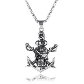 Unique (Pirate anchor) Skull alloy pendant