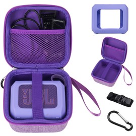 YouKnow Silicone Cover and Travel Case for JBL Go 4 Ultra Portable Bluetooth Speaker, with Removable Strap Attach to Bike Golf Cart Boat ((Purple)