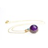 K KOUOKU Natural Crystal Round Ball Pendant Necklace, Power Stone,