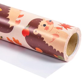 RUSPEPA Wrapping Paper Roll - Mini Roll - Hedgehog and Flower Design Great for Thanksgiving, Autumn, Holiday and Party - 17 Inches X 32.8 Feet