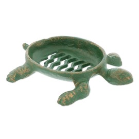 The Bridge Collection Cast Iron Sea Turtle Soap Dish - Heavyweight Ocean Theme Bathroom Accessory - Coastal Sea Turtle Soap Holder for Sink Or Shower Decor