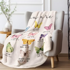 CheriGift Christian Gifts for Women, Flannel Blanket with Butterfly Design and Uplifting Bible Verse - Religious, Baptism & Catholic Gift for Women on Birthday, Mother's Day, Christmas