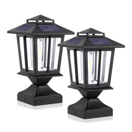 SmartYard Metal Solar Post Lights 4X4 Outdoor, Waterproof Fence Post Lights 2 PK