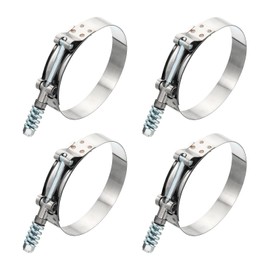 PATIKIL T-Bolt Hose Clamps with Spring, 4 Pack 304 Stainless Steel Adjustable Worm Hose Clamp Working Range 89-97mm(3.5-3.8") for 3.25" Hose ID