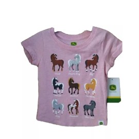 John Deere Girls’ T Shirt 2T  new “Horse Breeds” NWT Pink