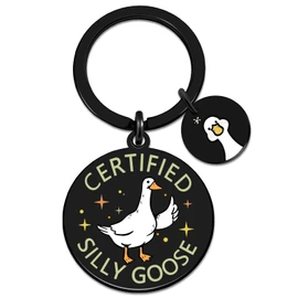 UIWIHHP Funny Silly Goose Keychain for Teen Girls Women Men Goose Decor Funny Gag Gifts for Friends Coworkers Novelty Keychains White Elephant Gifts for Adults Stocking Stuffers for Teen Girls