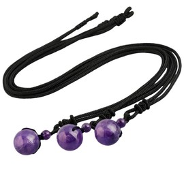 KYEYGWO Handmade Natural Gemstone Ball Adjustable Blessing Pendant Necklaces for Men and Women, Stone, nylon, Amethyst
