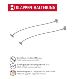 Gedotec H3951 Hatch Bracket for Furniture Doors | Pack of 2 - Flap Fitting for Clothes Cupboard Flap Holder Kitchen - H3951 | Holder Plastic Silver | 200 mm | Flap Rope for Cabinet Doors & Bar