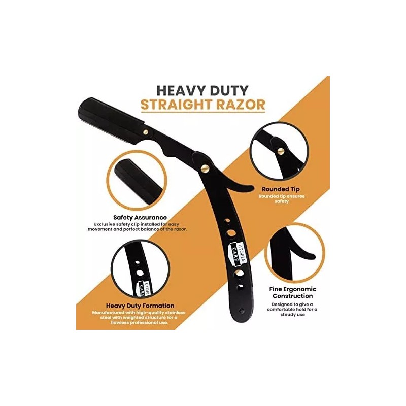 Utopia Care Rastrillo De Navaja Para Peluqueria Color Negro Borde