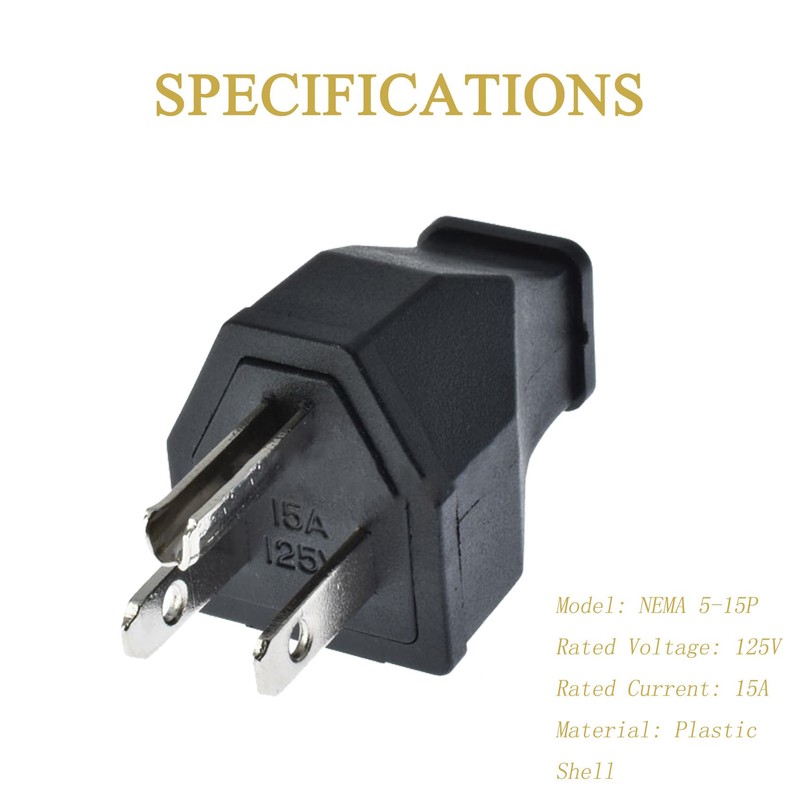 3 Prong Electric Plug Replacement Extension Cord Ends 125V 15A