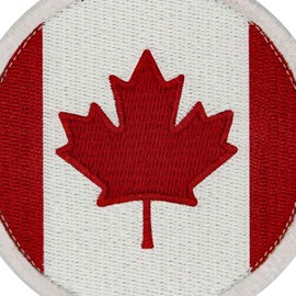 EmbTao Circular Canada Flag Embroidered Patch Canadian Round National Badge Applique Fastener Hook and Loop Emblem