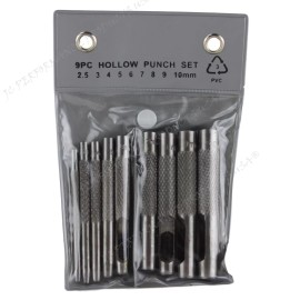 JCP 9pc HOLLOW HOLE PUNCH LEATHER BELT GASKET CRAFT METAL RUBBER VINYL PLASTIC TOOL