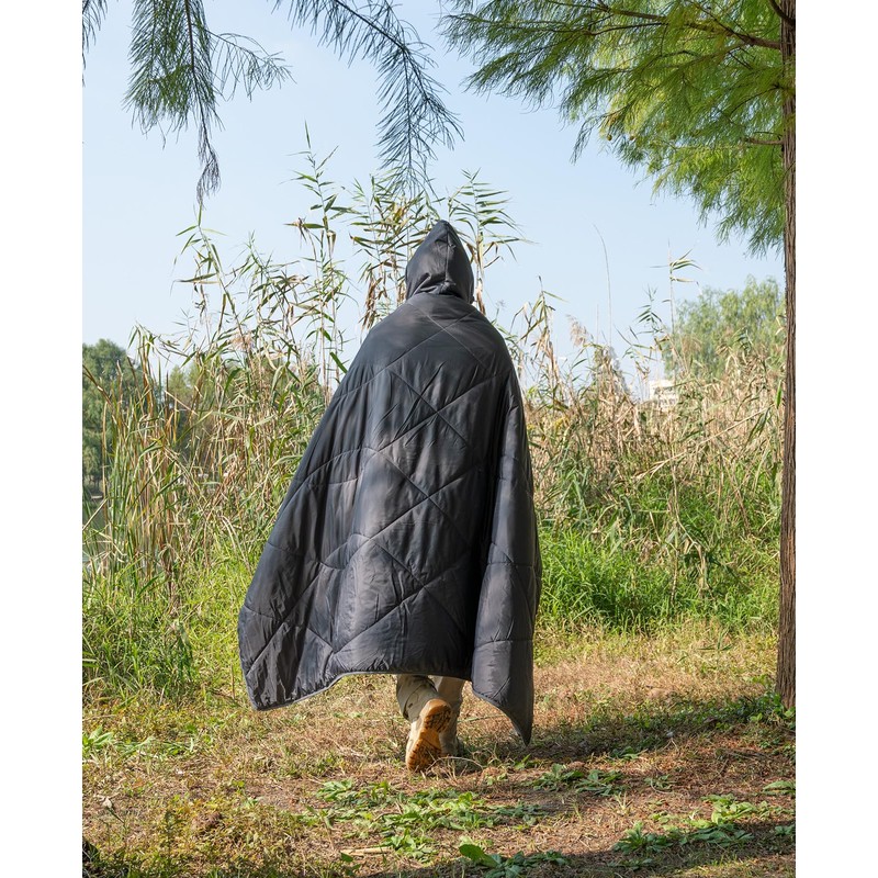 iClimb Heated Camping Blanket with Hood and Battery Pack (Dark