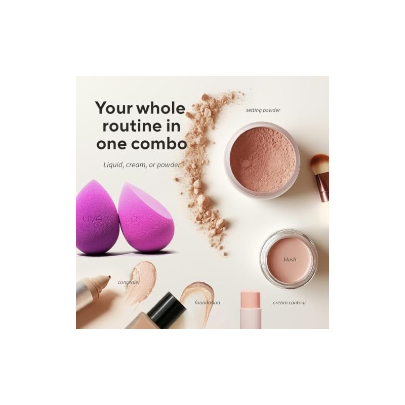 UVé Set de Esponjas para Difuminar Maquillaje, Aplicación Sin Vetas