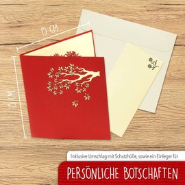 LINPopUp®, LIN17629, Pop Up Card Tree, Nature, Birthday, Greeting Card Tree, 3D Card Wedding, Mother's Day Cards, Voucher Garden, Maple Red, N362