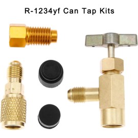 Unifizz 5Pcs Can Tap Refrigerant Dispenser Valve male connector with Dust Caps Charging Hose 1/4 SAE 1/2 Acme 1234yf bottle opener 1/2LH to 1/4 for R134a R12 R22