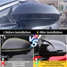 XYHGM ABS Rearview Mirrors Cover Fit for Hyundai Sonata 11th 2024 2025 Ox Horn Side Rear View Mirror Cover Side Rear View Mirror Guard Cover Exterior Accessories 2PCS-No Turn Signal(Carbon Fiber)