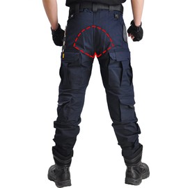 HAN·WILD Men's Combat Pants Tactical Military Pant with Knee Pads Airsoft Hiking Trousers Blue
