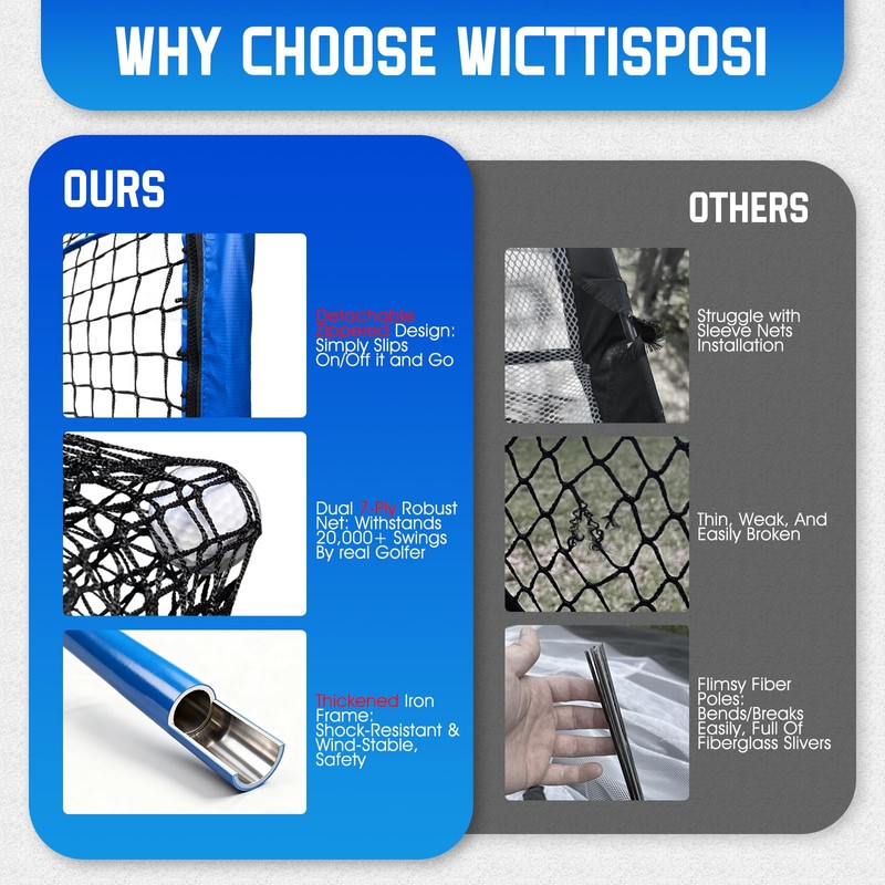 10x7ft Golf Net w/Extra Striking Net, Heavy Duty Golf Hitting
