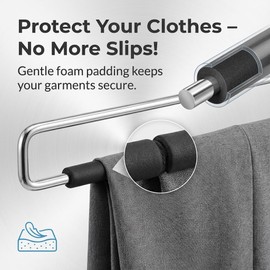 USTECH Multi-Tier Swing Arm Pants Hanger - 8 Tier Space Saving Closet Organizer with Foam Padded Arms - Heavy Duty Alloy Steel Clothing Hanger for Jeans, Skirts & Slacks - Chrome Finish