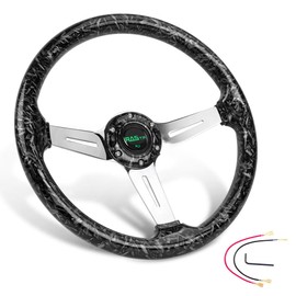 RASTP Racing/Golf Cart Steering Wheel, 345mm 13.5" 6 Bolts Steering Wheel With Horn Button (Forged Carbon Fiber Pattern)
