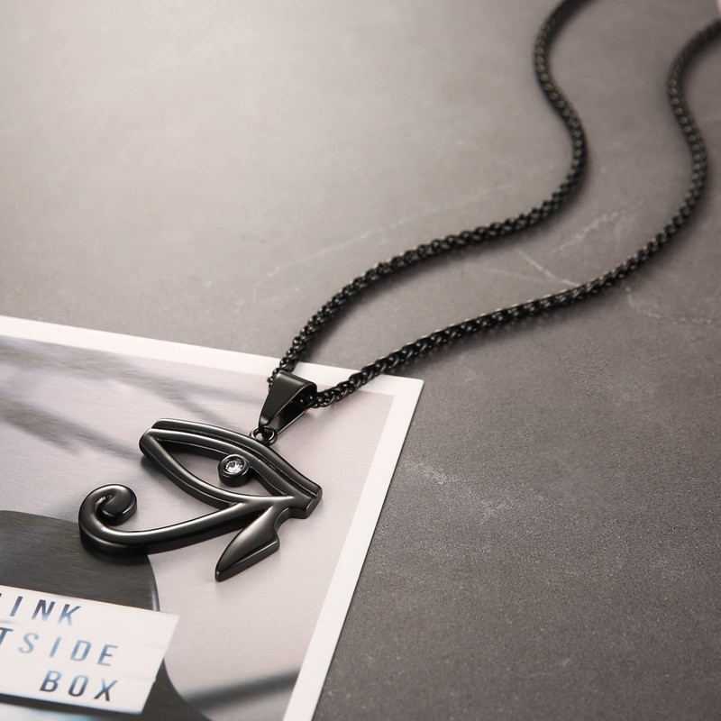 HZMAN CZ Eye of Horus Egypt Protection Pendant on Stainless