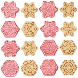 Pack of 8 Christmas Cookie Cutters, Snowflake Cookie Cutters, Baking Set for 3D Fondant Cookie Cutters, Plastic Cookie Cutters for Children, Snowflake Cookie Cutter for Baking Christmas Party
