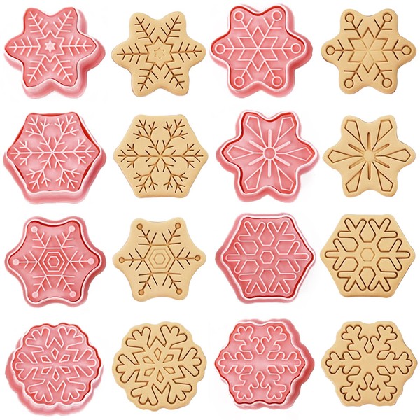 Pack of 8 Christmas Cookie Cutters, Snowflake Cookie Cutters, Baking