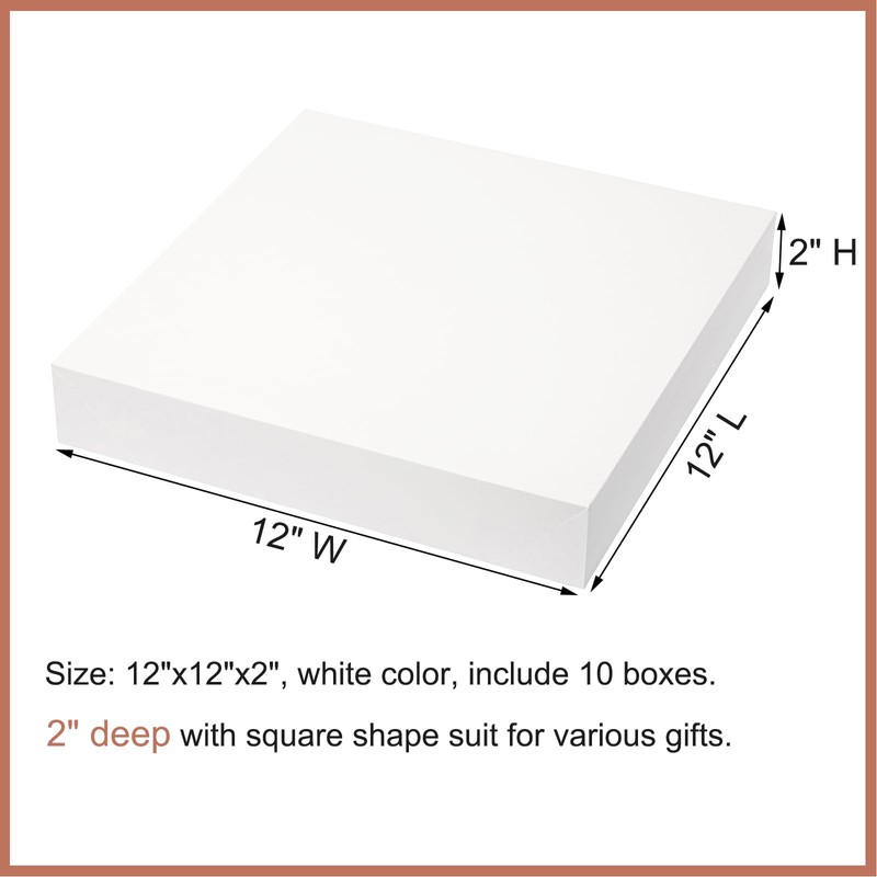 Mefleet 12x12x2 Inches Large Gift Boxes with Lids 10 Pack