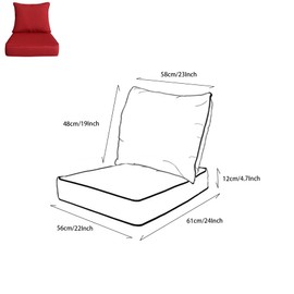 COZYVIDA Outdoor/Indoor 22x24 inch Deep Seat Patio Cushions Set of 1 Resilient Foam Filling Water Repellent Stain-Resistant UV Resistant Weather Resistant Patio Cushions Chili