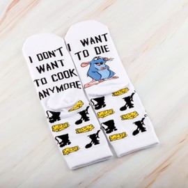 CMNIM Remy Rat Socks Remy Movie Inspired Gift for Rat Fan Remy Quote Gift Funny Rat Novelty Cheese Socks Mouse Rat Weird Gift, Remy Rat Socks, 12.5