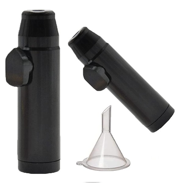 VOVCIG Snuff Bottle 2Pack,Portable Sniff Bullet,Snuff Bullet,With funnel(5.3 * 1.5cm,Black)