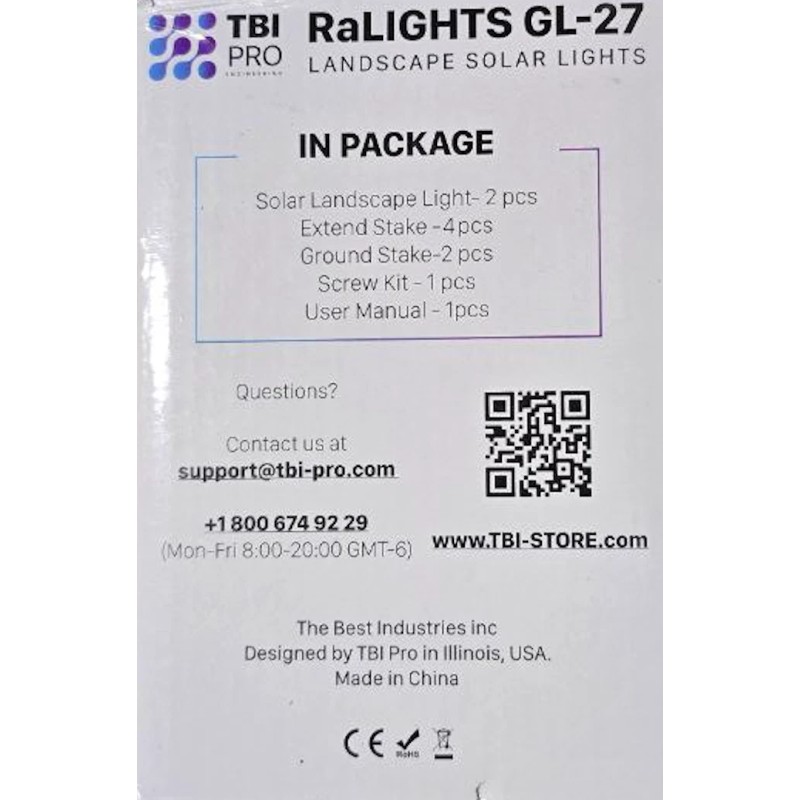 TBI Pro 2 Pack RaLights GL-27 Landscape Solar Lights 27