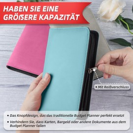 Upgrade Budget Planner German with Zip - Bug Planner German Start Set with 8 Saving Challenges - Financial Planner Household Book - Money Organiser Savings Book - Cash Stuffing - Budget Binder A6