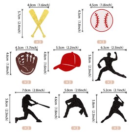 24 piezas de decoración para cupcakes de béisbol, con purpurina, jugadores de béisbol, deportes, cupcakes, béisbol, deportes, baby shower, niños, fiesta de cumpleaños, decoración de tartas, suministros