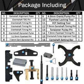 JoyTube Engine Timing Tool Kit,Camshaft Flywheel Locking Tool Compatible with Ford Mazda Volvo 1.4 1.6 1.8 2.0 Di/TDCi/TDDi ESCOBOOST 1.6 Ti-VCT 1.5/1.6 VVT Engine Cam Holding Set