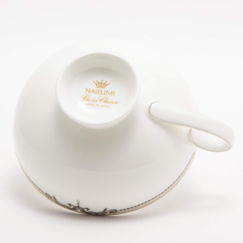 Narumi 51008-2508 Cup and Saucer, Thin Pearl Accent, Arabesque Platinum,