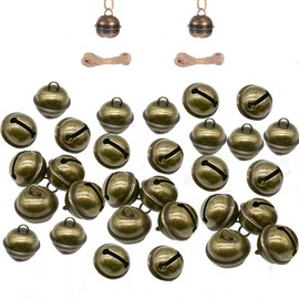 ZAAWUUT 22mm Vintage Craft Bell,50 Pieces Brass Bells with 2 Bundles Jute Twine,Antique Decorative Tone Copper Bells for Pet Dog Cat Craft Decoration (50)