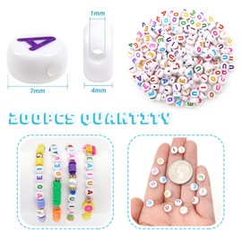 TOAOB 200pcs 4x7mm Vowels Letter Beads Acrylic Flat Round Alphabet Beads White Vowel Beads with Colorful Word A E I O U Spacer Beads for Jewellery Making Art Craft DIY Bracelets