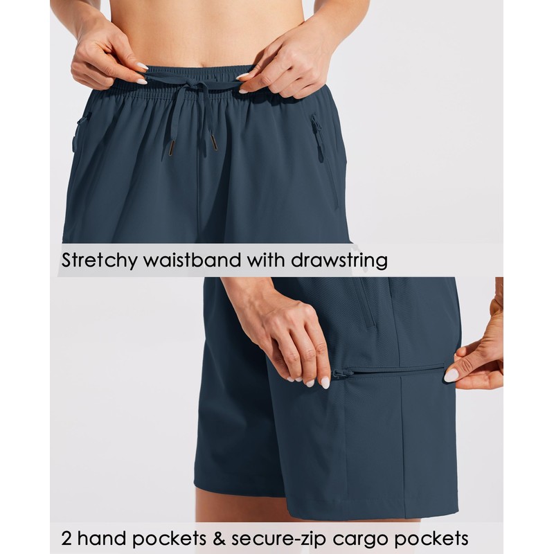 Willit Pantalones cortos de senderismo para mujer, de secado rápido,