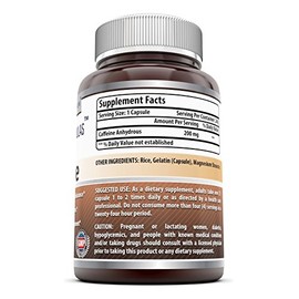 Amazing Formulas cafeína 200 mg 240 cápsulas (no GMO) – Soporta el metabolismo y la resistencia energética* – promueve el enfoque mental y alerta* – a