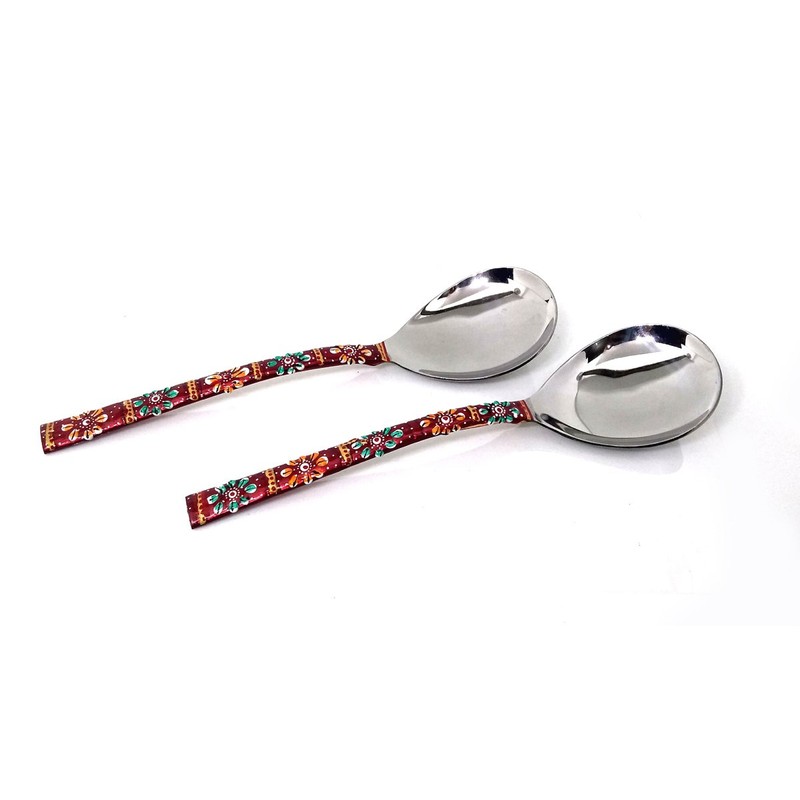 Rastogi Handicrafts Copper Bamboo Hand Painted Meena Work Dinnerware flatware
